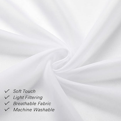 Lecloud White Sheer Curtains 72 Inches Long 2 Panels, Light Filtering Voile Drapes for Window/Door, Breathable Rod Pocket Window Treatments for Bedroom Living Room, Each 40" W x 72" L