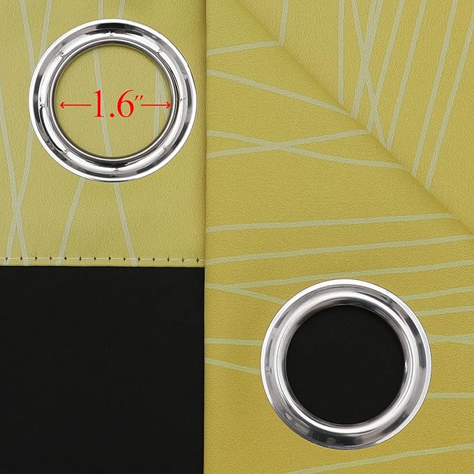 Estelar Textiler Yellow and Greyish White Ombre Blackout Curtains 45 Inch Length 2 Panels, Full Room Darkening Gradient Drapes for Kitchen,Thermal Insulated Grommet Short Curtains for Bathroom,42Wx45L