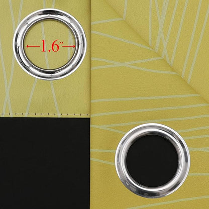 Estelar Textiler Yellow and Greyish White Blackout Curtains 45 Inch Length, Light Blocking Gradient Drapes for Kitchen, Thermal Insulated Grommet Ombre Curtains for Bathroom,52Wx45L,2 Panels