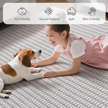 YDKGL 3x5 ft Area Rug Entryway Runner Rug Non Slip Washable, Boho Woven Kitchen Runner Rugs Door Mat Entry Rugs Carpet for Indoor Foyer Backdoor Hallway Floor Bedroom Living Room, Easy Clean, Gray