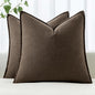 MIULEE Decorative Linen Pillow Covers 18x18 Inch Dark Coffee Chocolate Boho Farmhouse Neutral Winter Couch Throw Pillows for Bed Pack of 2 Accent Modern Pillowcase Sofa Livingroom Home Decor