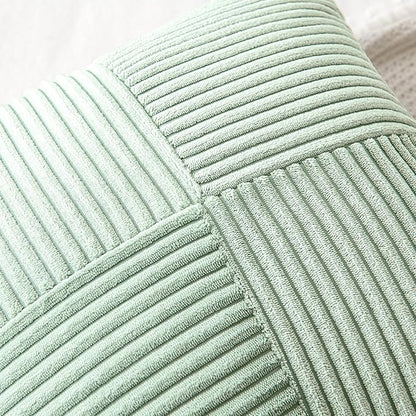 MIULEE Mint Decorative Throw Pillow Covers 20x20 Inch for Couch Bed Sofa Pack of 2 Boho Farmhouse Throw Pillows Soft Cross Corduroy Patchwork Textured Cushion Cases
