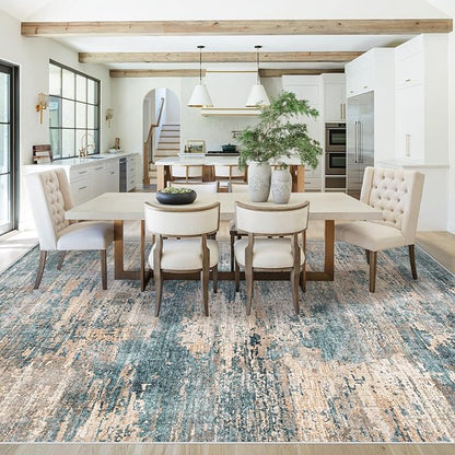 8x10 Area Rugs for Living Room, Washable Modern Abstract Large Area Rug Neutral Soft Non Slip Kids Rug Stain Resistant Indoor Carpet for Bedroom Nursery Dining Room Playroom(GreenBrown, 8'x10')