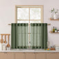 Nanspring Olive Green Linen Curtains 30 Inch Length Short Kitchen, Semi Sheer Boho Cafe Curtains Back Tab and Rod Pocket Basement Drapes for Half Window 30 x 30 Inch,2 Panels