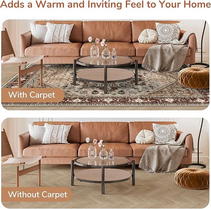 OPPODREAM Soft Area Rugs 4x6, Low-Pile Washable Rugs 4x6 with Non Slip Backing, Faux Cashmere 4 x 6 Throw Carpet, Brown