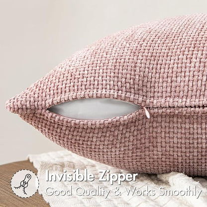 MIULEE Pack of 2 Valentines Day Couch Throw Pillow Covers 18x18 Inch Pink Modern Boho Decorative Pillow Covers Soft Cute Chenille Farmhouse Cushion Covers for Home Decor Bed Sofa Living Room