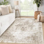 Area Rug 3x5 Washable Rug, Vintage Boho Medallion Entryway Rug Non-Slip Soft Low Pile Small Distressed Floor Carpet Retro Doormat for Kitchen Bedroom Laundry Bathroom Hallway (Taupe, 3'x5')