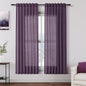 Plum Linen Curtains for Living Room 63 Inches Long 2 Panel Set Light Filtering Linen Drapes for Kitchen Windows Rod Pocket Back Tab Short See Through Curtain Country Farmhouse Decor 52x63