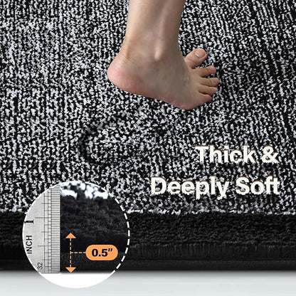 48x32 Large Bathroom Rugs Washable Non Slip, Black Bath Mat for Bathroom Floor Tub, Soft Absorbent Quick Dry Mats for Shower, Bathtub,Home Decor