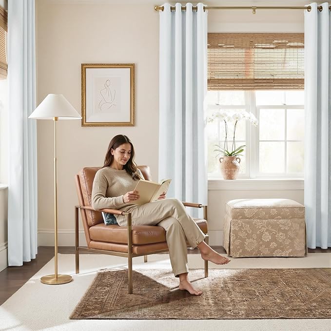 NICETOWN Farmhouse 100% Blackout Linen Curtains for Bedroom, Off White, W52, 2 Pieces, Noise Reducing Textured Linen Look 95 inch Length Curtains for Living Room