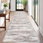 KOZYFLY Modern Abstract Washable Rug Runner 2.6x12 Hallway Rug Runner Non-Slip Soft Kitchen Runner Rugs, Grey/Light Beige/Brown Striped Carpet for Entryway Bathroom