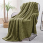 Exclusivo Mezcla Fleece Throw Blanket for Couch and Bed, 50x70 Inches Soft Cozy Jacquard Flannel Blankets, Lightweight Fuzzy Plush Warm Throws for Women, Olive Green