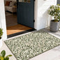 Boho Outdoor Rug - 28" x 43" Front Door Mat Indoor Outside Entrance Non-Slip Washable Outdoor Mat Spring Sage Green Leaf Rug for Entryway Kitchen Bedroom Layered Doormat for Front Porch
