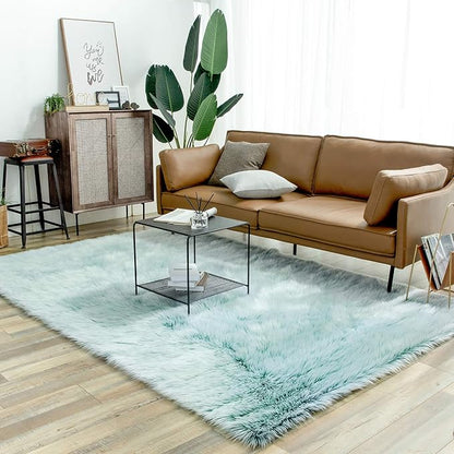 Ashler Faux Fur Rug, Fluffy Shaggy Area Rug Ultra Soft 6 x 9 Feet Rectangle Fur Rug Frosted Bottom Spring Green Fuzzy Rug Machine Washable Shag Rug, Nursery Decor Throw Rugs for Bedroom, Living Room