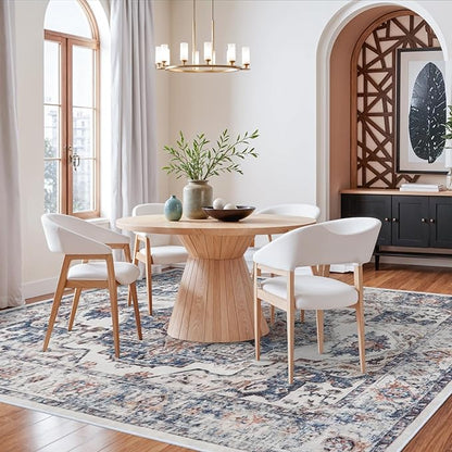 Washable 8x10 Living Room Rug: Oriental Water Resistant Rugs for Bedroom Dining Room Distressed Non Slip Ultra Soft Carpet for Nursery Farmhouse Medallion Home Decor Floor Decoration Mat(8x10 Brick)