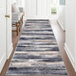 Lansny Modern Abstract Runner Rug 3x8, Grey Black Multi Washable Kitchen Runner Non-Slip Soft Hallway Rug Runner Thin Print Faux Wool Carpet for Entryway Bedroom Laundry Room Indoor Home Office Decor