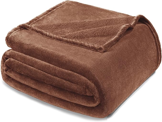 Exclusivo Mezcla Twin Size Flannel Fleece Velvet Plush Bed Blanket as Bedspread, Coverlet, Bed Cover (90x66 IN, Brown) Soft, Lightweight, Warm and Cozy
