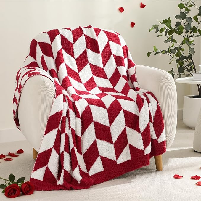Snuggle Sac Christmas Red Blankets for Bed, Super Soft Warm Christmas Blankets Oversized Cozy Knit Fuzzy Blanket for Living Room, Red,60x80 inches