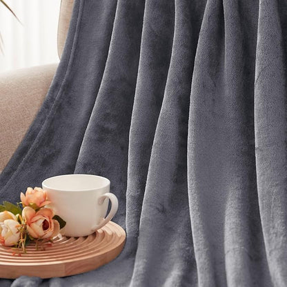 Exclusivo Mezcla Fleece Blanket Cal King Size for Bed, Super Soft and Warm, All Season, Cozy, Plush, Lightweight, 120x120 Inches, Dark Grey