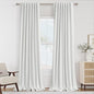 Guken White 100% Blackout Linen Curtains 90 Inch Length 2 Panels Set for Living Room Bedroom Back Tab Thermal Insulated Black Out Drapes Room Darkening Farmhouse Window Curtains 90 Inches Long