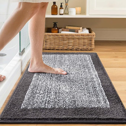 Bathroom Rugs 30x20 Non Slip Washable, Grey Bath Mat for Bathroom Floor Tub, Soft Absorbent Quick Dry Mats for Shower, Bathtub,Home Decor