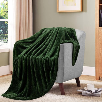 TOONOW Fleece Blanket Textured Fuzzy Plush Throw Blanket Twin Size 60" x 80", Super Soft Fluffy Bed Blanket Geometric Pattern Comfy Microfiber Flannel Blankets for Couch, Bed, Sofa, Olive Green