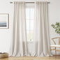 Nanspring Pearl White Linen Curtains 102 Inches Long for Living Room Light Filtering Semi Sheer Curtain Back Tab Coastal Decor Floor to Ceiling Modern Drapes for Bedroom Office 52x102, 2 Panels
