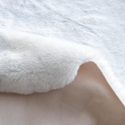 ORINOVA White Fluffy Round Rug 5ft for Bedroom Circle Faux Rabbit Washable Fur Area Rugs for Living Room Nursery Rug