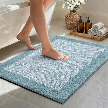 Bathroom Rugs 30x20 Non Slip Washable, Dusty Blue Bath Mat for Bathroom Floor Tub, Soft Absorbent Quick Dry Mats for Shower, Bathtub,Home Decor