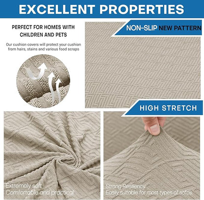 XINEAGE 2026 New 2 Pieces Chair Covers with Arms Super Stretch Chair Slipcover for Living Room Pet Dog Universal Slip Cover Anti Slip Armchair Furniture Protector (Khaki), 31"-46"(1 Cushion)