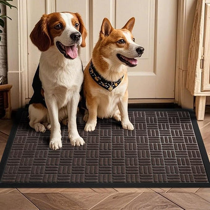 Mibao Front Door Mat, Heavy Duty Durable Welcome Mat for Outdoor Indoor, Dirt Trapper Waterproof Super Absorbent Door Mat for Entryway Outside Patio Porch, 35.5" x 24", Coffee