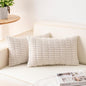 Pack of 2 Corduroy Decorative Throw Pillow Covers 12x20 InchSoft Boho Striped Pillow Covers Modern Farmhouse Home Decor for Sofa Living Room Couch Bed（Cream White）