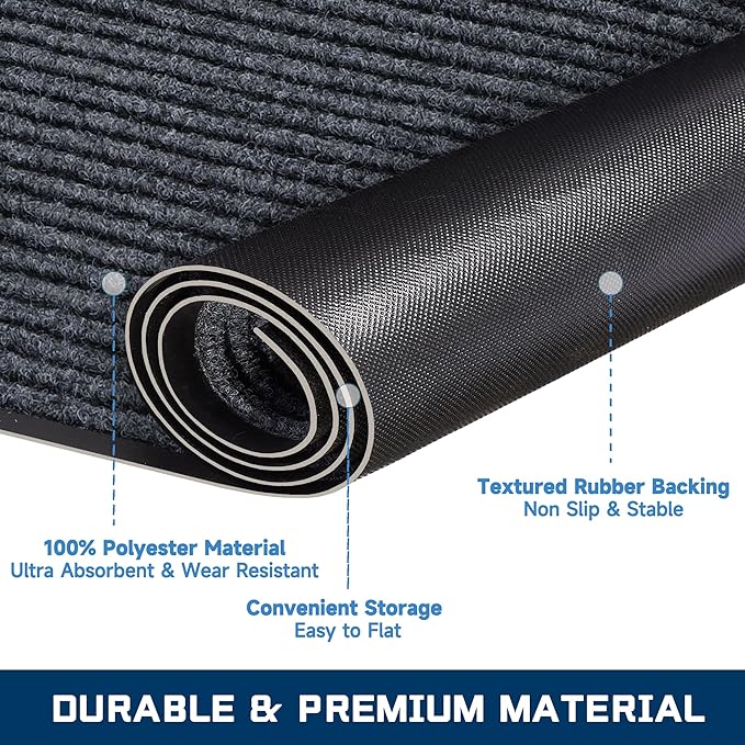 BesWin Indoor Outdoor Door Mat, 6'x4' Extra Large Front Doormat Outside Entrance, Non Slip Rubber Backing Commercial Floor Mats for Entryway, High Traffic Area, Heavy Duty, Waterproof, Easy to Clean