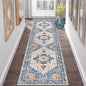 Yamaziot Washable Runner Rug, 2x8 Non-Slip Boho Vintage Hallway Rug with Rubber Backing, Low Pile Faux Wool Distressed Carpet Runner for Bedroom, Kitchen, Laundry, Entrance