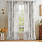 jinchan Linen Floral Curtains 96 Inch Length for Living Room Bedroom Light Filtering Farmhouse Peony Flower Drapes Rustic Window Curtain Set Rod Pocket Back Tab 2 Panels Blue