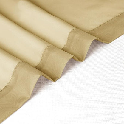 Chyhomenyc Sheer Gold Kitchen Tier Curtains 24 Inch Length Set, Small Window Curtains Treatment for Bathroom/Living Room/Cafe/Basement, Short Voile Curtain Tiers 42in x 24in, Rod Pocket, 2 PCS