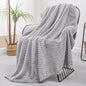 Exclusivo Mezcla Fleece Throw Blanket for Couch and Bed, 50x70 Inches Soft Cozy Jacquard Flannel Blankets, Lightweight Fuzzy Plush Warm Throws for Women, Light Grey