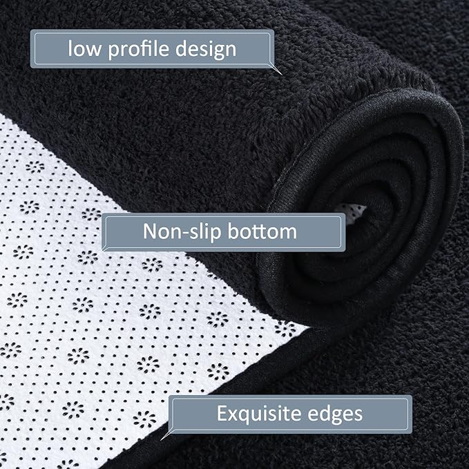AROGAN Modern Shag Area Rug for Living Room, 5x7 Feet Washable Rugs for Bedroom, Indoor Floor Carpet Rugs, Plush Memory Foam Bedside for Kids Girls Teens Room Low Pile Rug Decor, Black