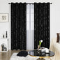 Deconovo Black Blackout Curtains, Thermal Insulated Noise‑Reduced Grommet Drapes, Wave Line Dot Foil Print, 52 x 95 Inch Long, 2 Panels, Machine‑Washable Window Curtains for Bedroom Living Room Office