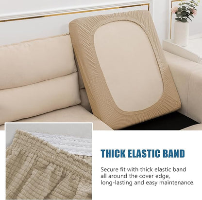 Water Resistance Sofa Seat Cushion Covers RV Couch Covers Stretch Furniture Protector for Dogs, Chindren (Sofa Cushion, Sand)