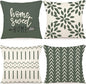 YCOLL Pillow Covers 20x20 Set of 4, Modern Sofa Throw Pillow Cover, Decorative Outdoor Linen Fabric Pillow Case for Couch Bed Car, Aqua Green