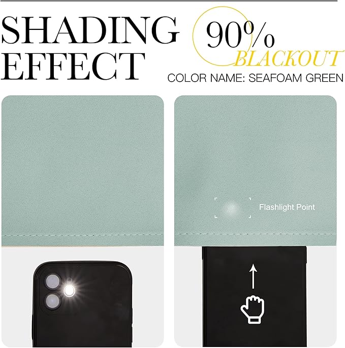 NICETOWN Modern Blackout Curtains Noise Reducing, Seafoam, 2 Panels, W42 x L54, Thermal Insulated and Privacy Room Darkening Drape Panels for Boy's Guest Room Door Small Short Window