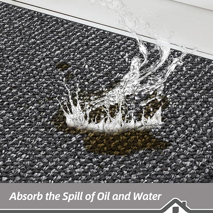 BEQHAUSE Kitchen Rugs 24"x36", Non-Slip Kitchen Mats for Floor, Super Absorbent and Stain Resistant Kitchen Rugs, Machine Washable Rugs for Kitchen, Hallway, Laundry & Sink, Charcoal