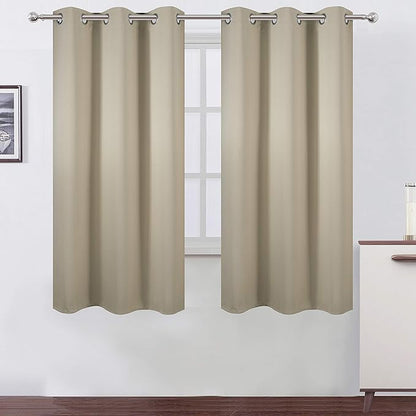 LEMOMO Beige Thermal Blackout Curtains/42 x 63 Inch/Set of 2 Panels Room Darkening Curtains for Bedroom