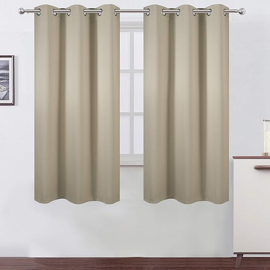 LEMOMO Beige Thermal Blackout Curtains/42 x 63 Inch/Set of 2 Panels Room Darkening Curtains for Bedroom