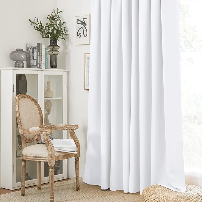 RYB HOME 2 Panels Doorway Curtains, Thermal Insulated Privacy Rod Pocket Easy Installation Drapes for Living Room Bedroom Dining Room, Width 34 by Length 80, Pure White