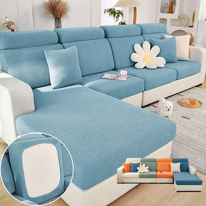 Soothing Home Sofa Covers, Sofa Hero Covers, Wear-Resistant Universal Couch Covers Washable Stretch Sectional Couch Cushion Covers (Light Blue,Large Double Seat Cover)