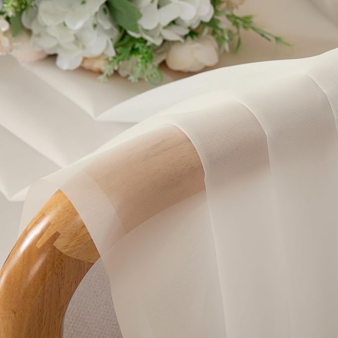 Chyhomenyc Cream Sheer Curtains 84 Inches Long 2 Panels Set- Light Filtering Curtains for Bedroom, Soft Airy Voile Rod Pocket Living Room Window Drapes, 42Wx84L Inches, 2 PCS