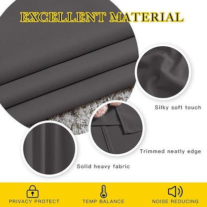 NICETOWN Blackout Curtains Panels for Bedroom - 3 Pass Microfiber Noise Reducing Thermal Insulated Solid Ring Top Blackout Window Drapes (2 Panels, 66 x 90 Inch, Gray)
