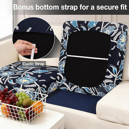 hyha 4Pcs Patio Cushion Covers, Stretch Outdoor Couch Cushion Covers Replacement, Washable Outdoor Chair/Sofa Slipcovers for Patio Furniture Cushions Protector with Elastic Bottom(Bluebell,Cover Only)